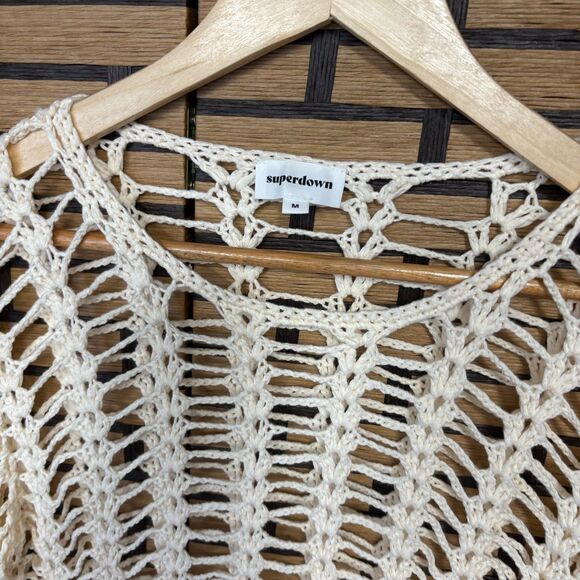 Super Down Ivory Miranda Crochet Mini Dress Size Medium - Picture 5 of 7